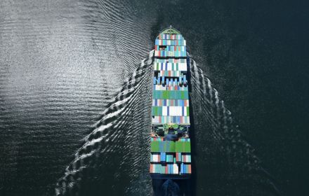 Container ship on the high seas